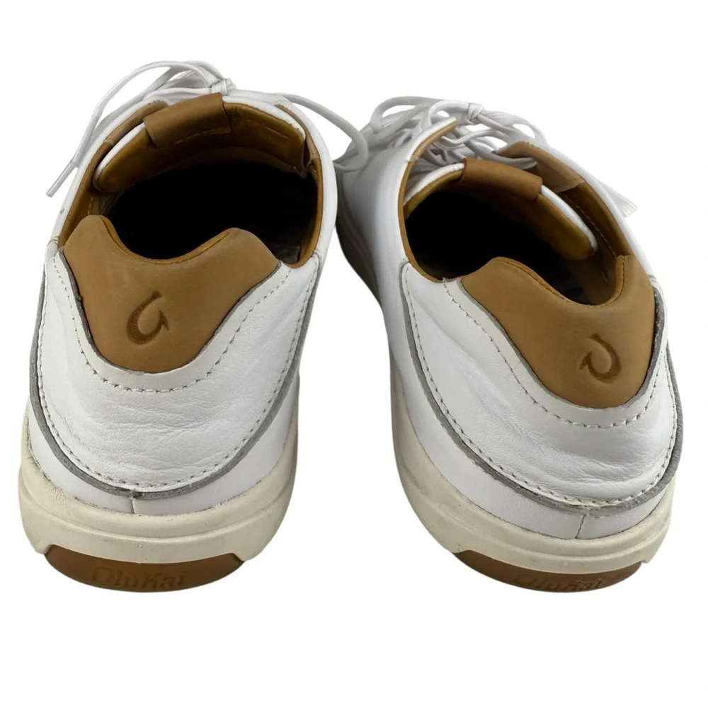 Olu Kai Men's Lae'ahi Li 'lli White Leather Drop Heel Casual Sneaker size 11.5 - Picture 6 of 9